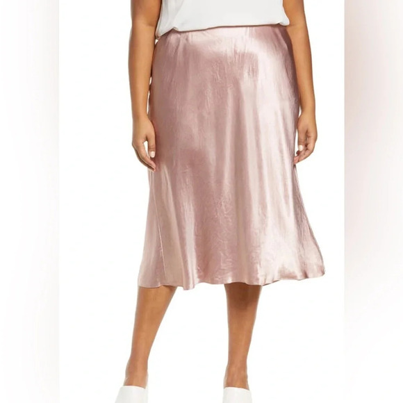 NWT Vince Satin Slip Midi Skirt in Blush Pink Size XXXL 3XL - Picture 1 of 12